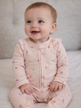 2pc Carter’s Just One You Floral Ribbed Footed Sleeper Bundle 6M & 9M NWT Baby